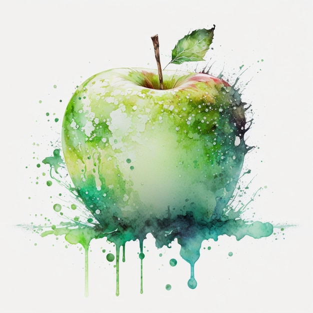 Foto aquarell grüne äpfel im korb food fruit creative illustration