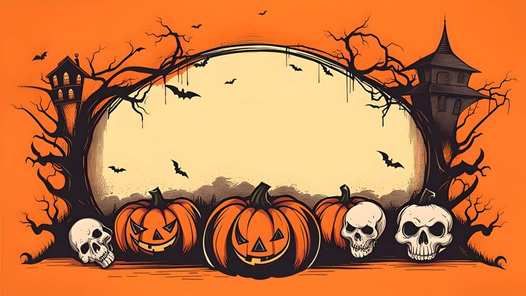 Foto aquarell-halloween-banner mit platz für text