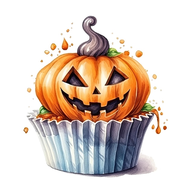 Aquarell-Halloween-Cupcake