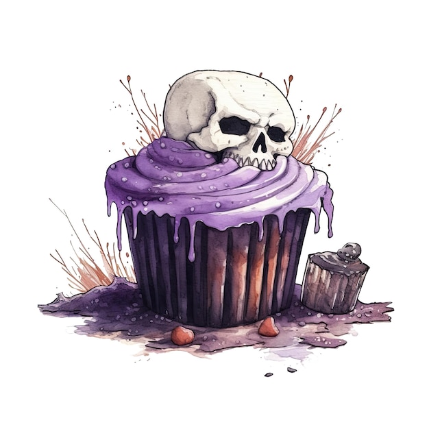 Aquarell-Halloween-Cupcake