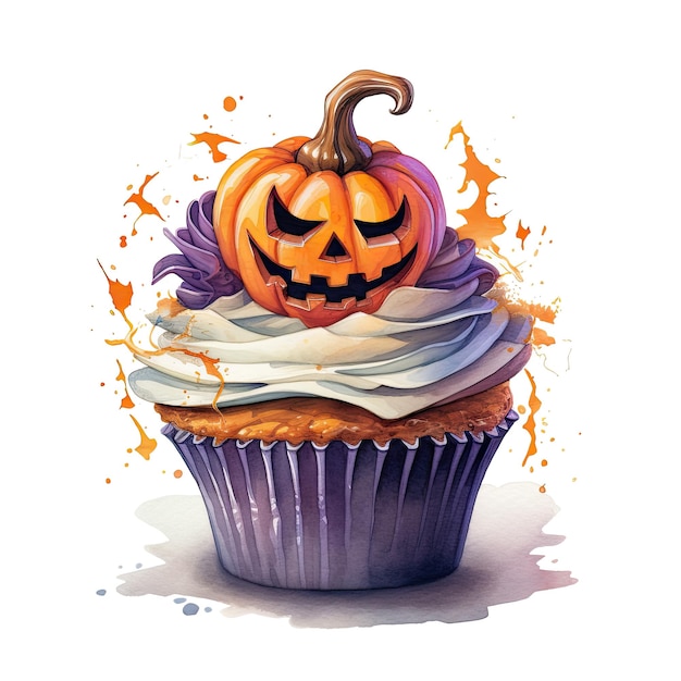 Aquarell-Halloween-Cupcake