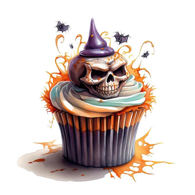 Aquarell-Halloween-Cupcake