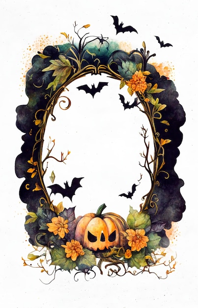 Aquarell Halloween dekorativer verzierter RahmenGenerative KI