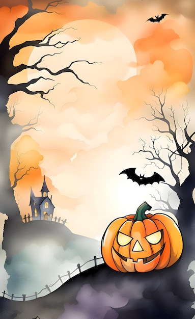 Aquarell-Halloween-Hintergrund mit Kopierraum