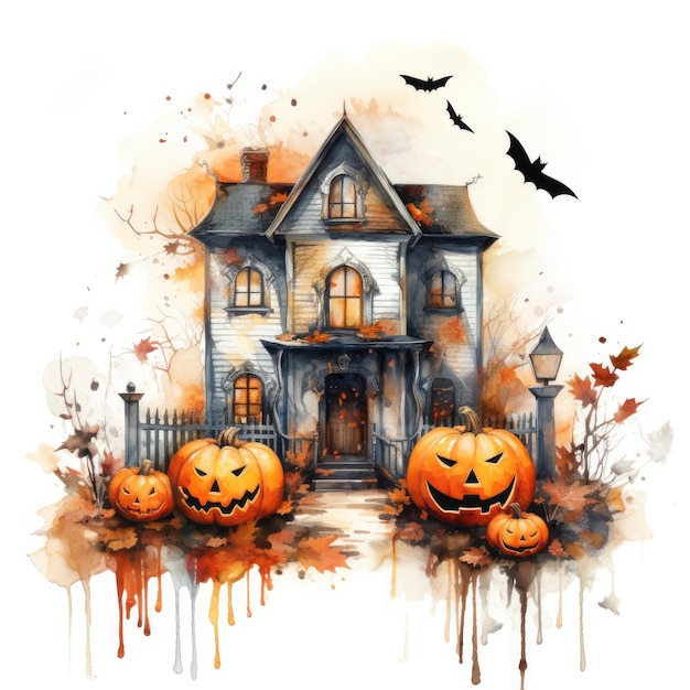 Aquarell-Halloween-Illustration auf weißem Hintergrund