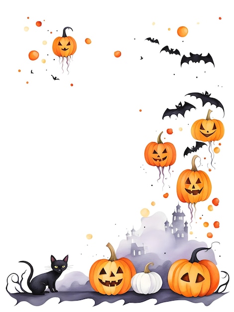 Aquarell-Halloween-Illustration mit Kopierraum