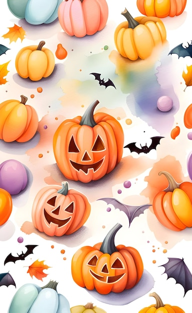 Aquarell-Halloween-Kürbissmuster