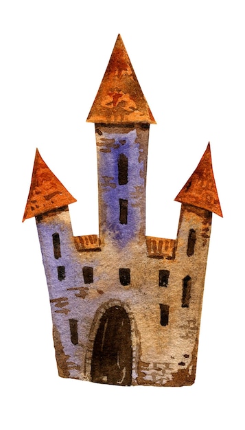 Aquarell Halloween Schloss handgezeichnete Illustration isoliert auf weißem Hintergrund