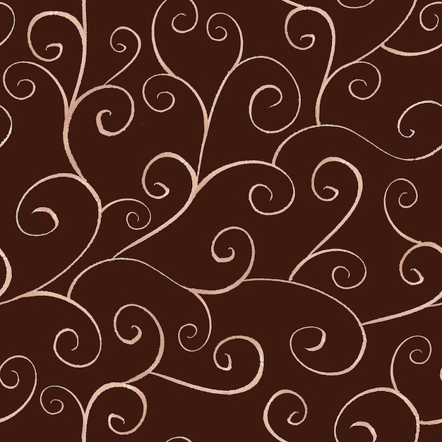 Aquarell handgezeichnete dekorative Linie nahtlose Muster auf dunkelbrauner Oberfläche