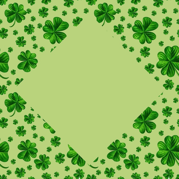 Aquarell handgezeichneter grüner Rautenrahmen für den St. Patrick's Day als Glücksbringer.