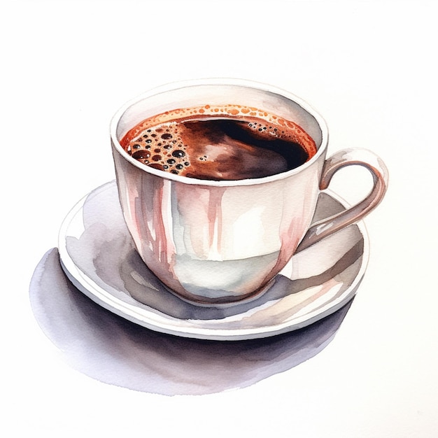 Foto aquarell handgezeichneter heißer und eisiger kaffee latte expresso creme top cappuccino auf weißem hintergrund