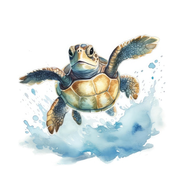 Aquarell-Handgezeichneter Schildkrötenbild