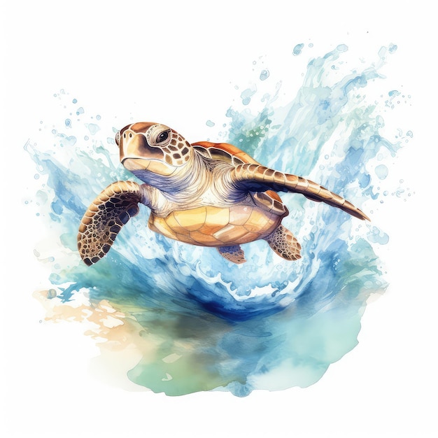 Aquarell-Handgezeichneter Schildkrötenbild