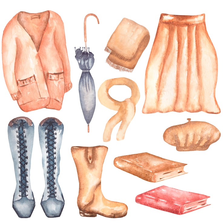 Foto aquarell herbst kleidet cliparts