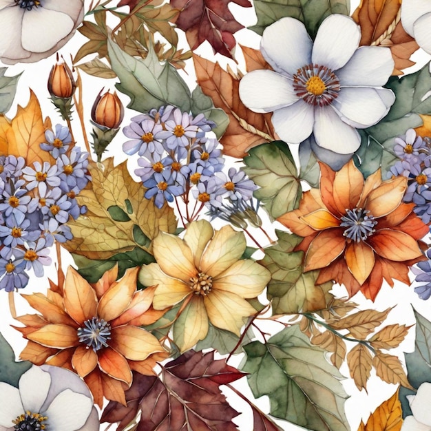 Aquarell-Herbstblumenmuster