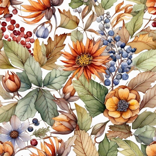 Aquarell-Herbstblumenmuster