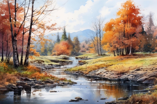 Aquarell Herbstlandschaft