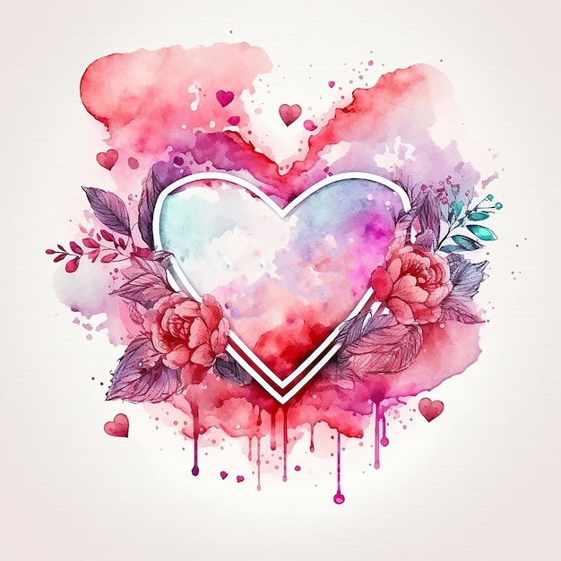 Aquarell Herz Liebe Valentinstag Hintergrund Illustration Generative AI