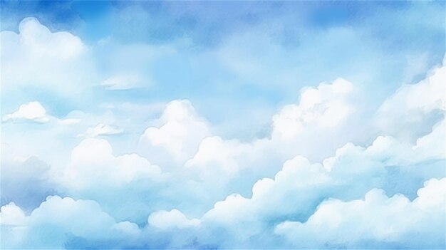 Foto aquarell-himmel-hintergrund mit wolken handgezeichnete aquarellillustration