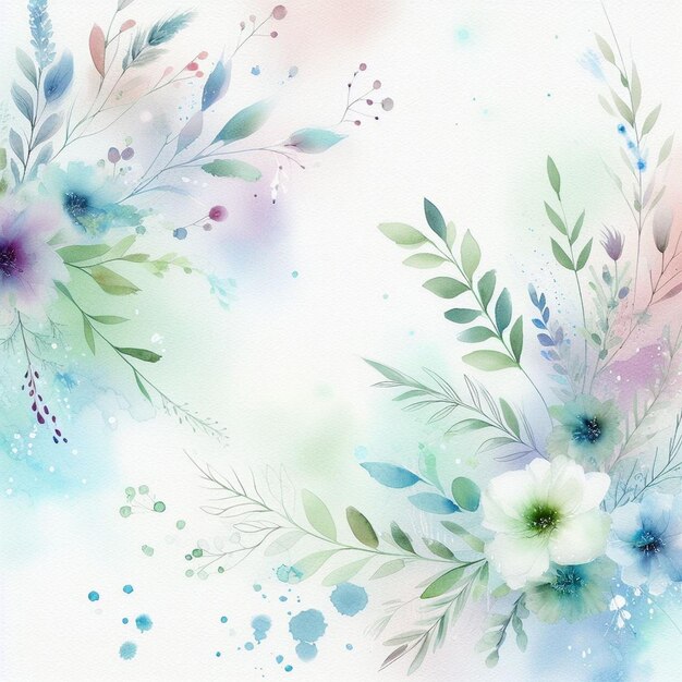 Aquarell-Hintergrund mit gezeichneten Blumen