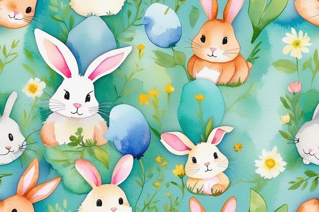 Aquarell-Hintergrund mit Osterhase