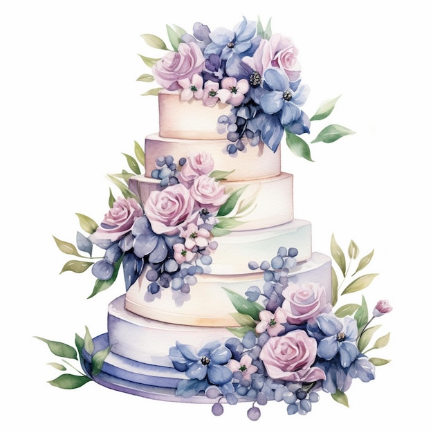 Aquarell Hochzeitskuchen Clipart