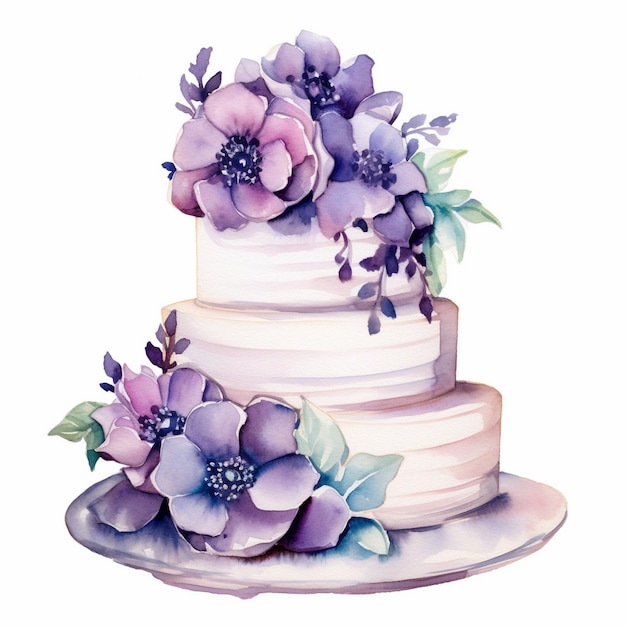 Aquarell Hochzeitskuchen Clipart