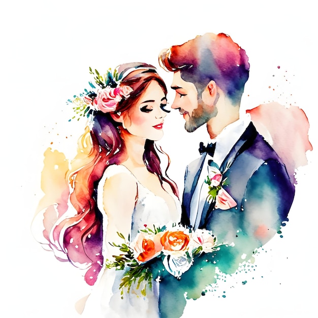 Aquarell Hochzeitspaar Abbildung