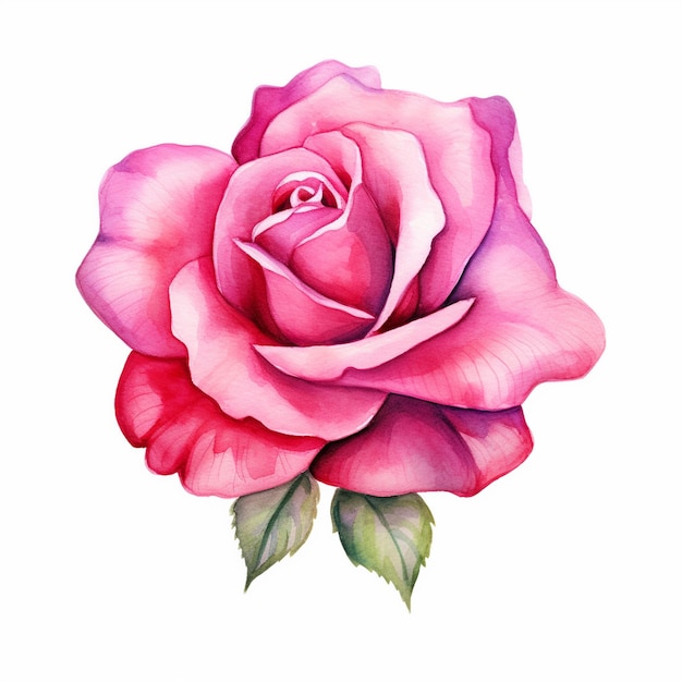 Aquarell Hot Pink Rose Clipart