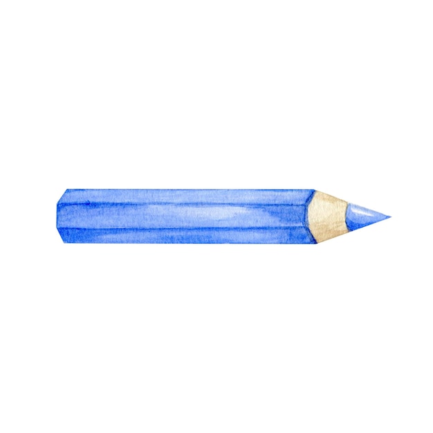 Aquarell Illustration blauer Buntstift