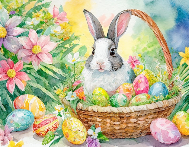 Aquarell-Illustration der Osterhase