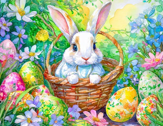 Aquarell-Illustration der Osterhase