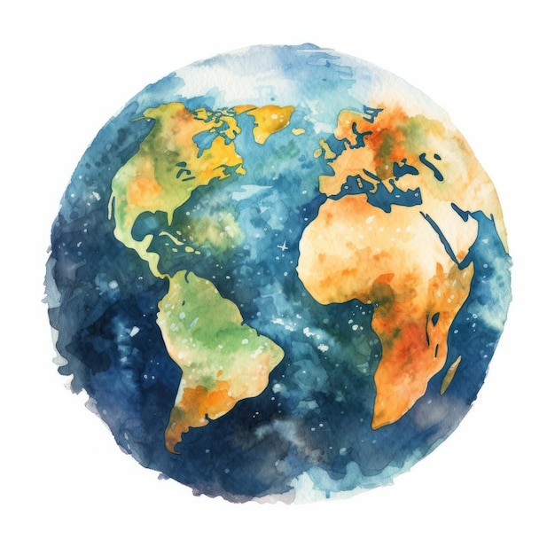 Aquarell-Illustration des Planeten Erde