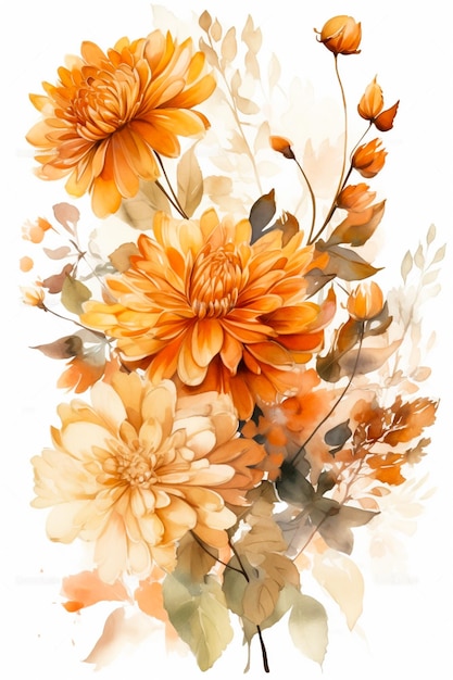 Aquarell-Illustration einer generativen KI mit gelber Blume