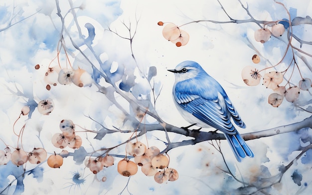 Aquarell-Illustration eines von der Natur inspirierten Hafens