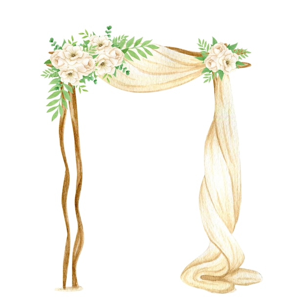 Aquarell Illustration Hochzeit Blumenbogen