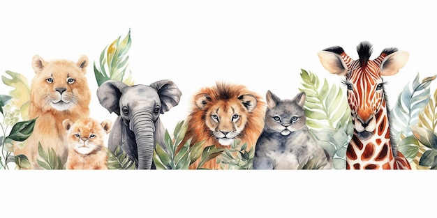 Aquarell Illustration Safari Animal Banner Hintergrund