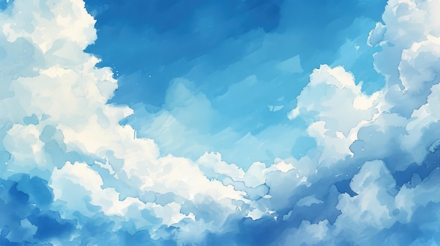 Foto aquarell-illustration von blauem himmel und wolken