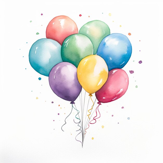 Foto aquarell illustrationen ballon bouquet bliss eine karte mit einem haufen bunter ballons