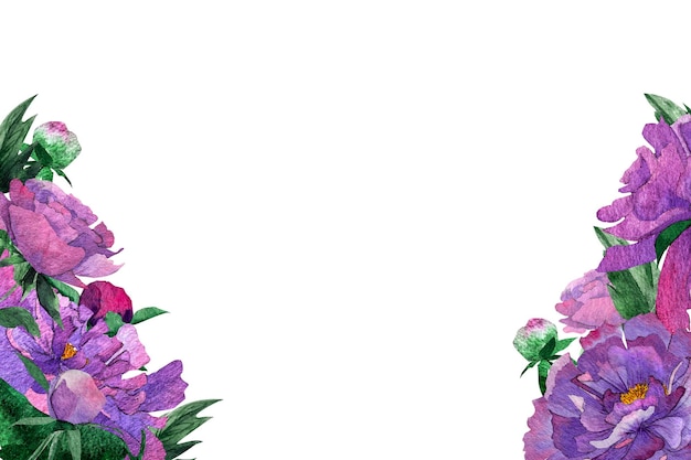 Aquarell-Illustrationshintergrund mit Pfingstrosen-Blumen. Karte mit Aquarell-Pfingstrosen. Frauentagskarte, Hochzeitstag