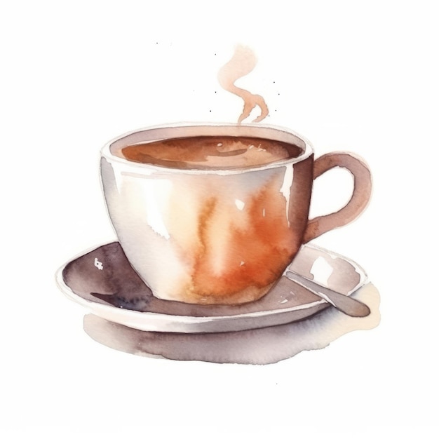 Aquarell-Kaffeetasse Illustration AI GenerativexA
