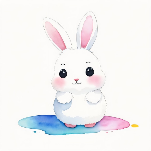 Aquarell-Kinderillustration mit niedlichem Kaninchen-Clipart