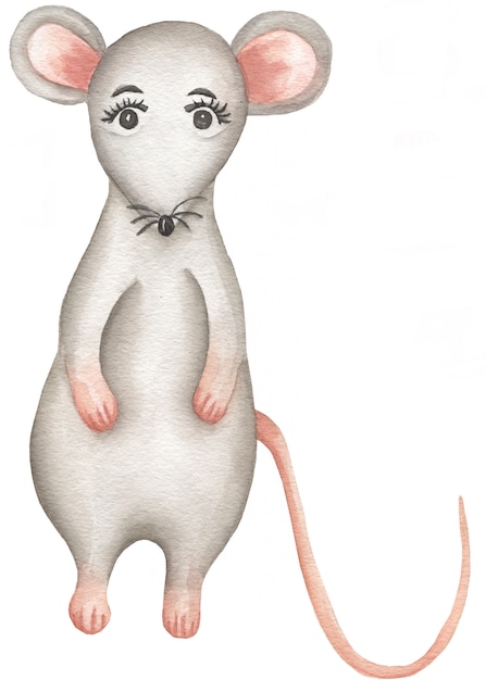 Aquarell kleine graue Maus.