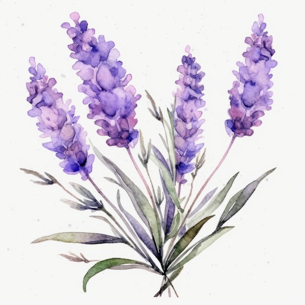 Aquarell-Lavendel-Clipart im Vektorformat