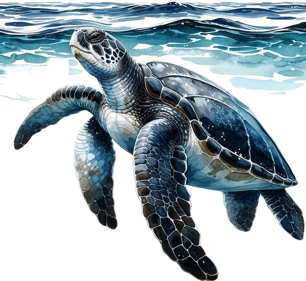 Aquarell Leatherback Meeresschildkröte jpg