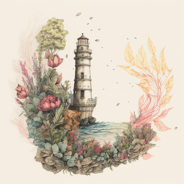 Aquarell Leuchtturm