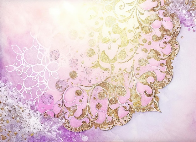 Aquarell lila rosa mit goldenem Glitzerdesign