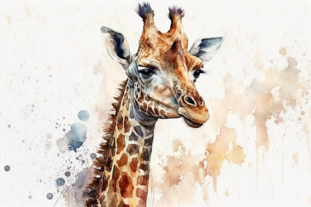 Aquarell-Look auf einer niedlichen Giraffe