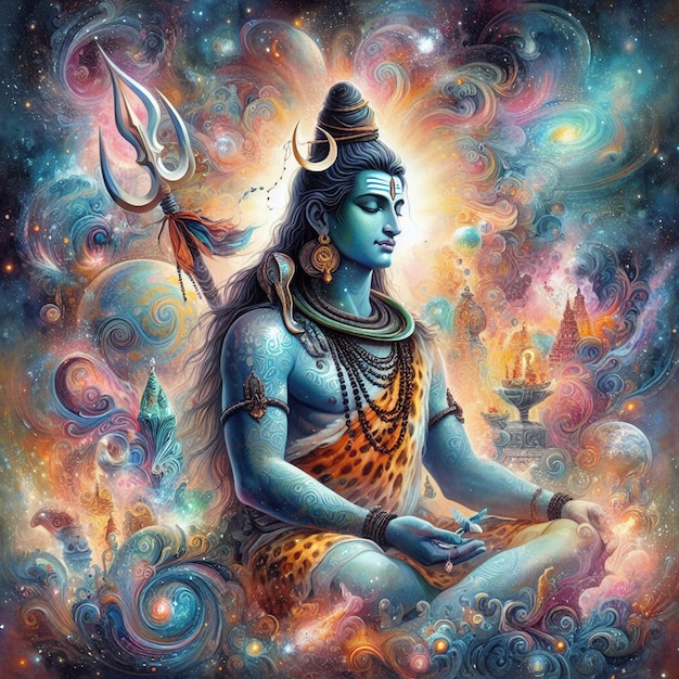 Aquarell Lord Mahadev Hintergrundbild