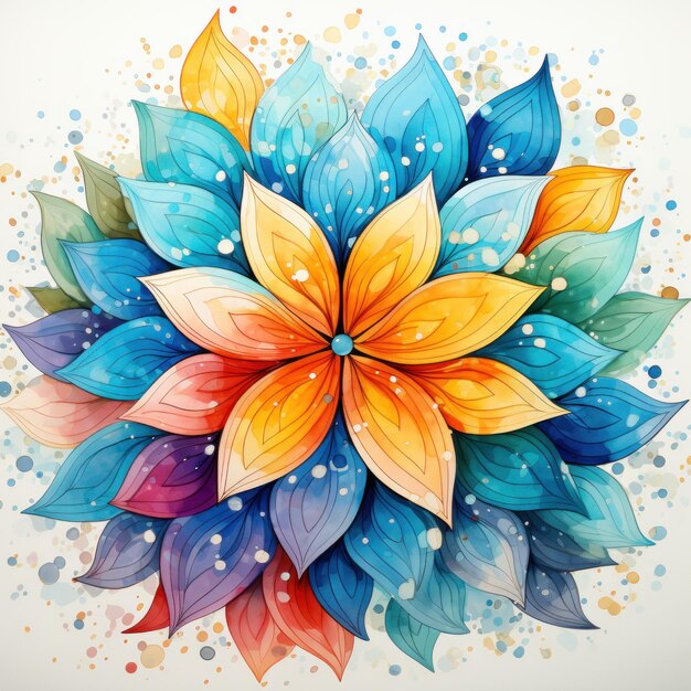 Aquarell-Mandala-Blumen-Design Mandal mit Blumen-Designs